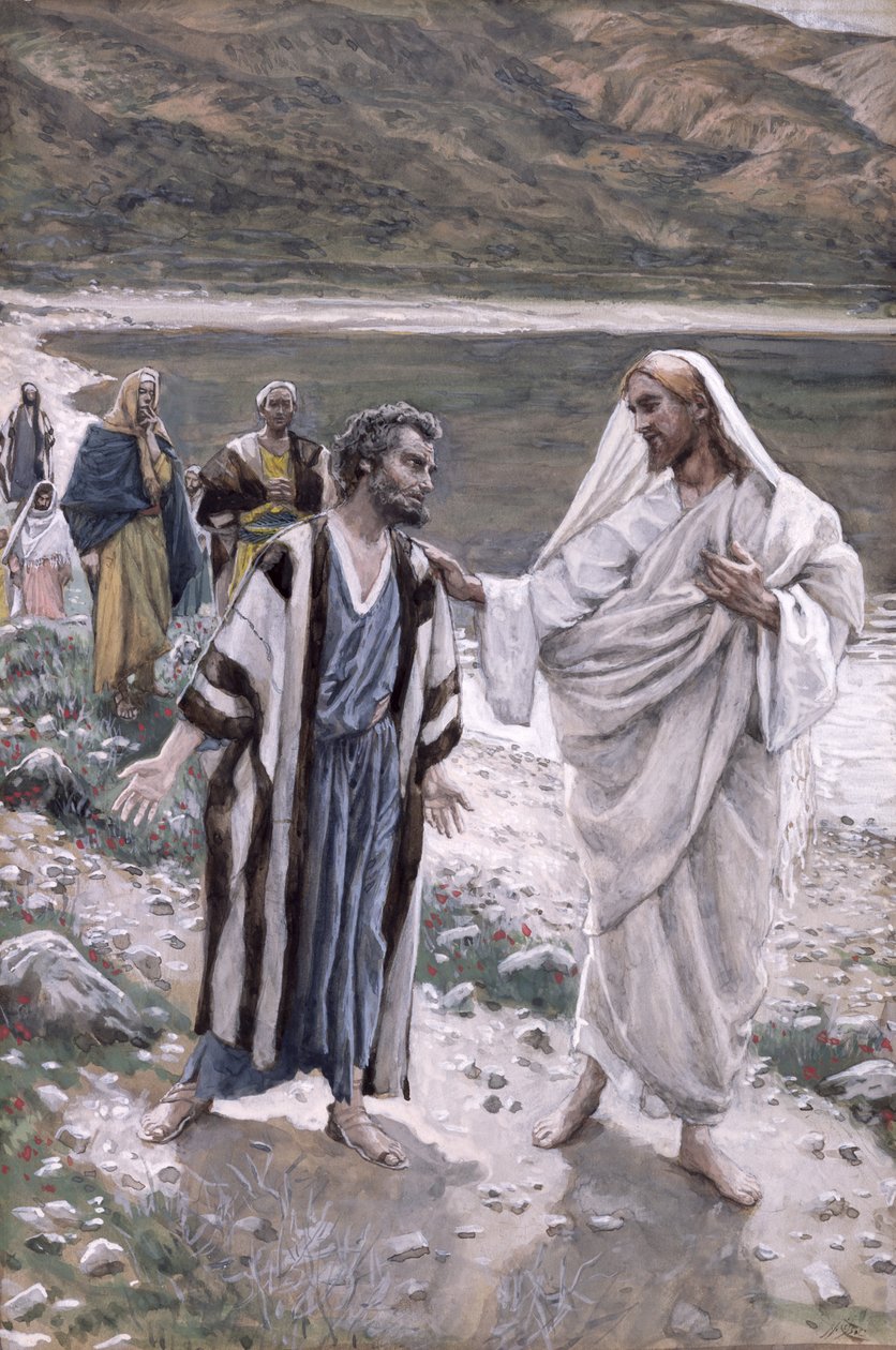 Feed My Lambs, illustrasjon for The Life of Christ, ca. 1884-96 (wc og gouache på papp) av James Jacques Joseph Tissot