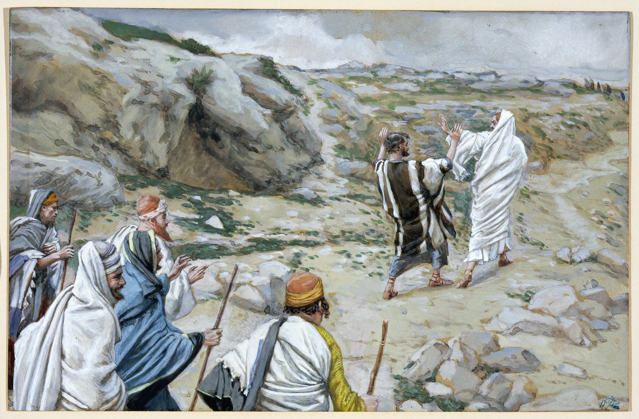 Get Thee Behind Me, Satan, illustrasjon for The Life of Christ, ca. 1886-94 (wc & gouache på papp) av James Jacques Joseph Tissot