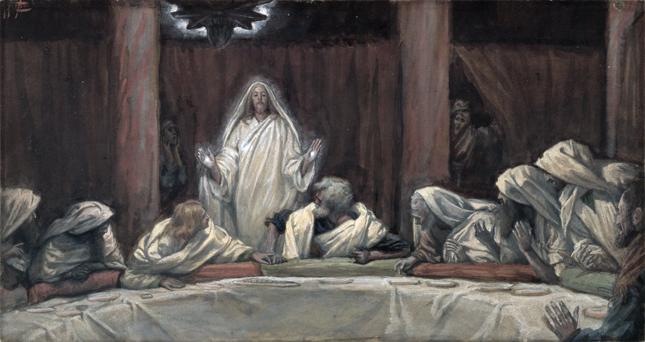 He Appeared to the Eleven as They Sat at Meat, illustrasjon fra The Life of Christ, ca. 1884-96 (wc & gouache på papp) av James Jacques Joseph Tissot