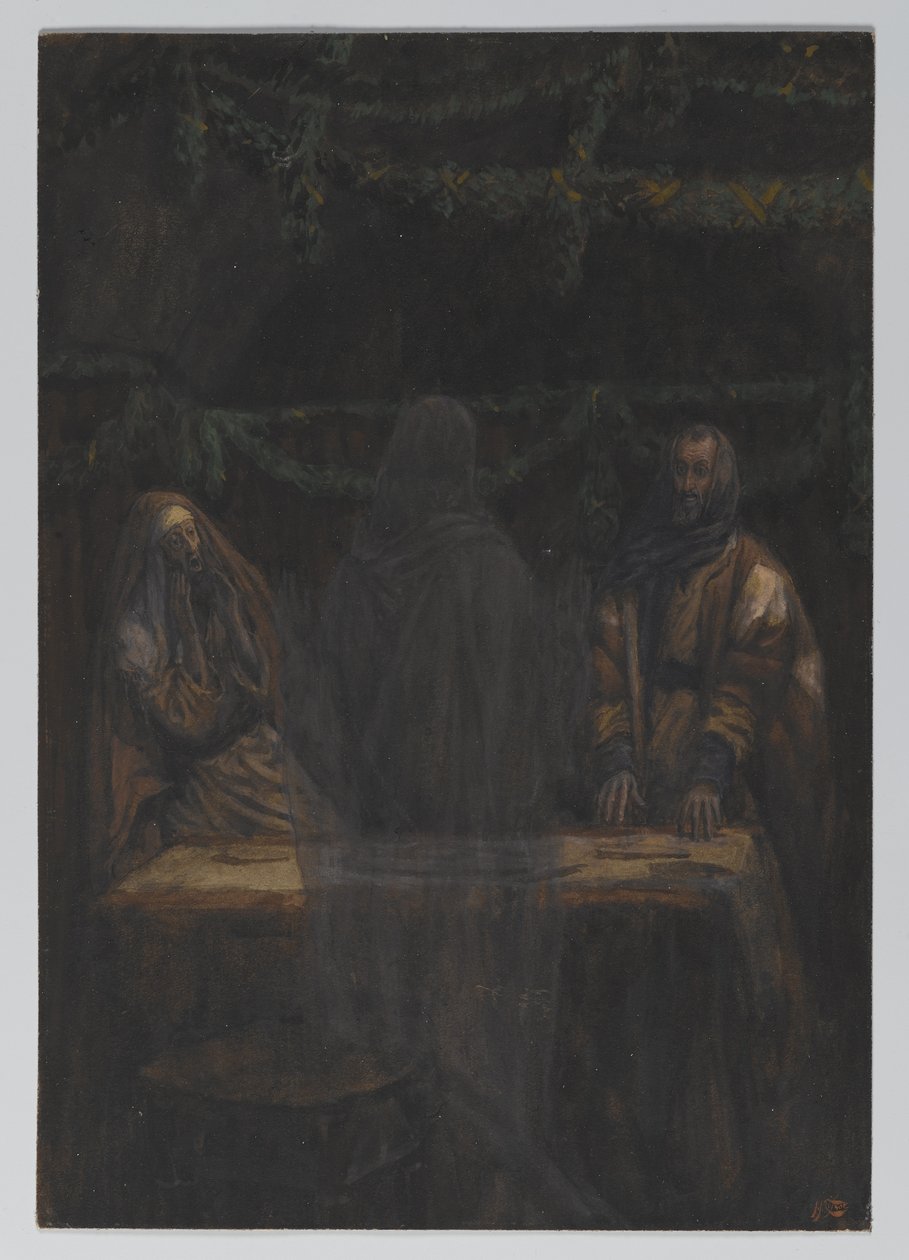 Han forsvant fra deres syn, illustrasjon fra The Life of Our Lord Jesus Christ, 1886-94 (wc over grafitt på papir) av James Jacques Joseph Tissot