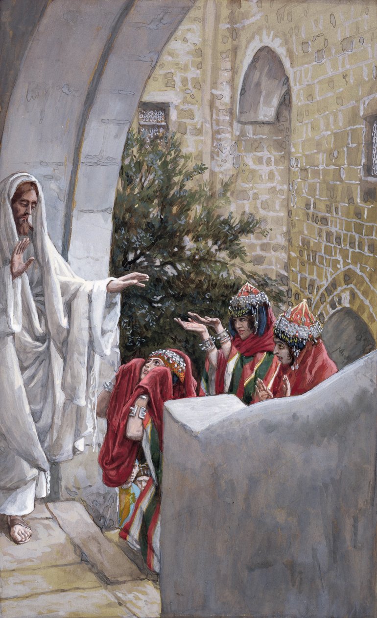 Healing of the Canaanites Daughter, illustrasjon for The Life of Christ, ca. 1886-94 (wc & gouache på papp) av James Jacques Joseph Tissot
