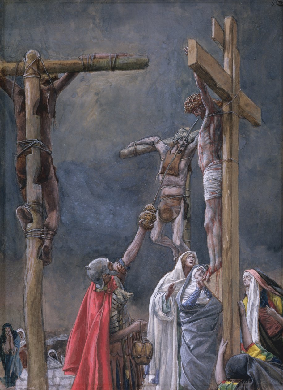 jeg tørster. Eddiken gitt til Jesus, illustrasjon for The Life of Christ, ca. 1884-96 (wc & gouache på papp) av James Jacques Joseph Tissot