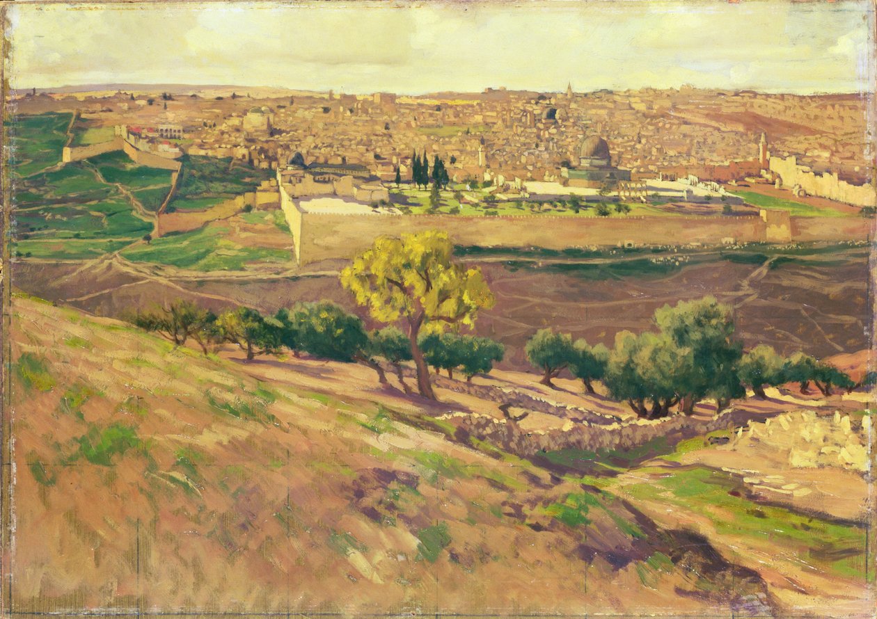 Jerusalem fra Oljeberget, ca. 1886-96 (gouache på papp) av James Jacques Joseph Tissot