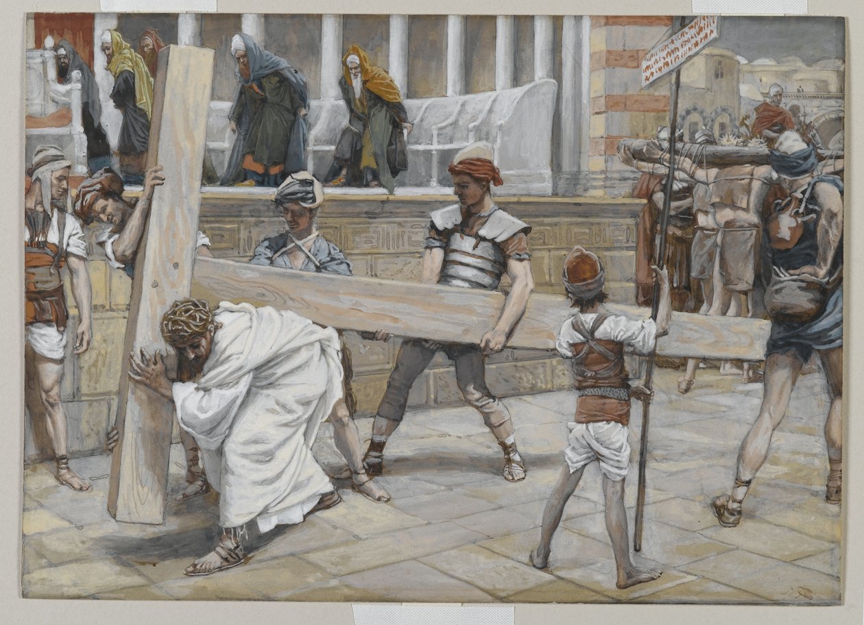 Jesus Bearing the Cross, illustrasjon fra The Life of Our Lord Jesus Christ, 1886-94 (wc over grafitt på papir) av James Jacques Joseph Tissot