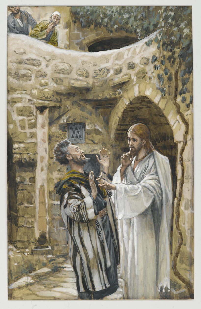 Jesus Heals a Mute Possessed Man, illustrasjon fra The Life of Our Lord Jesus Christ (wc over grafitt på papir) av James Jacques Joseph Tissot