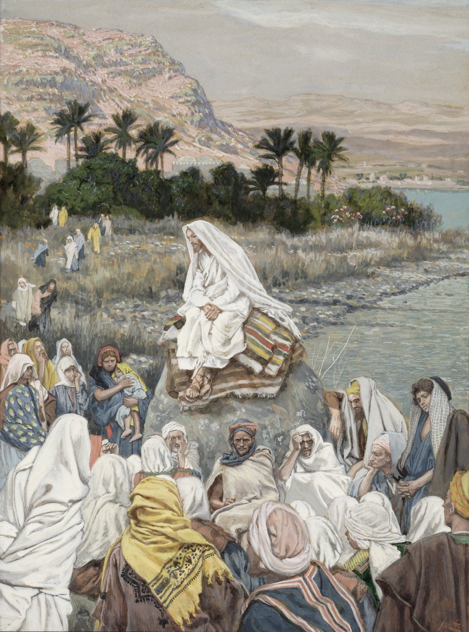 Jesus Preaching by the Seashore, illustrasjon for The Life of Christ, ca. 1886-96 av James Jacques Joseph Tissot