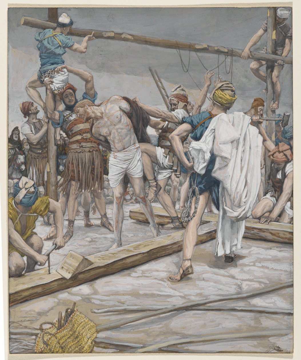 Jesus fratatt sine klær, illustrasjon fra The Life of Our Lord Jesus Christ, 1886-94 (wc over grafitt på papir) av James Jacques Joseph Tissot