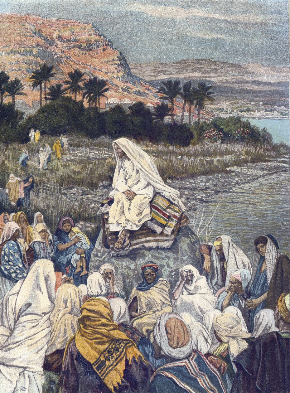 Jesus Teachs on the Shore - Jesus Teaching on the Sea-shore - fra "" The Life of Our Lord Jesus Christ"" - 1899 av James Tissot - The Life of Our Lord Jesus Christ, av Jacques Joseph (Jacques Joseph) Tissot dit James Tissot (1836–1902) av James Jacques Joseph Tissot