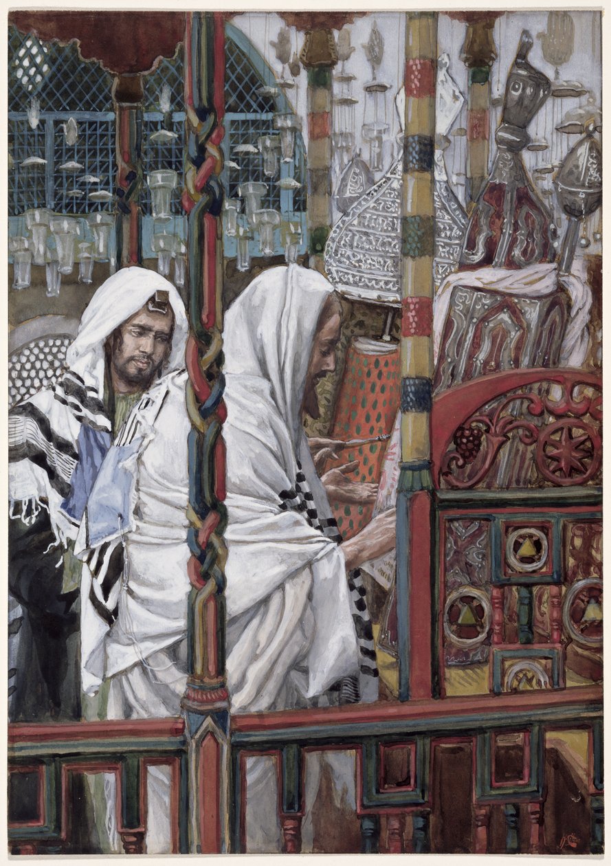 Jesus Teaching in the Synagogue, illustrasjon for The Life of Christ, ca. 1886-94 (wc & gouache på papp) av James Jacques Joseph Tissot