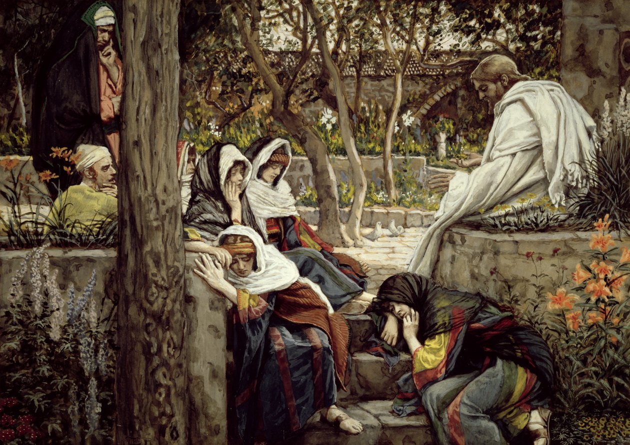 Jesus at Betania, illustrasjon for The Life of Christ, ca. 1886-96 (gouache på papp) av James Jacques Joseph Tissot