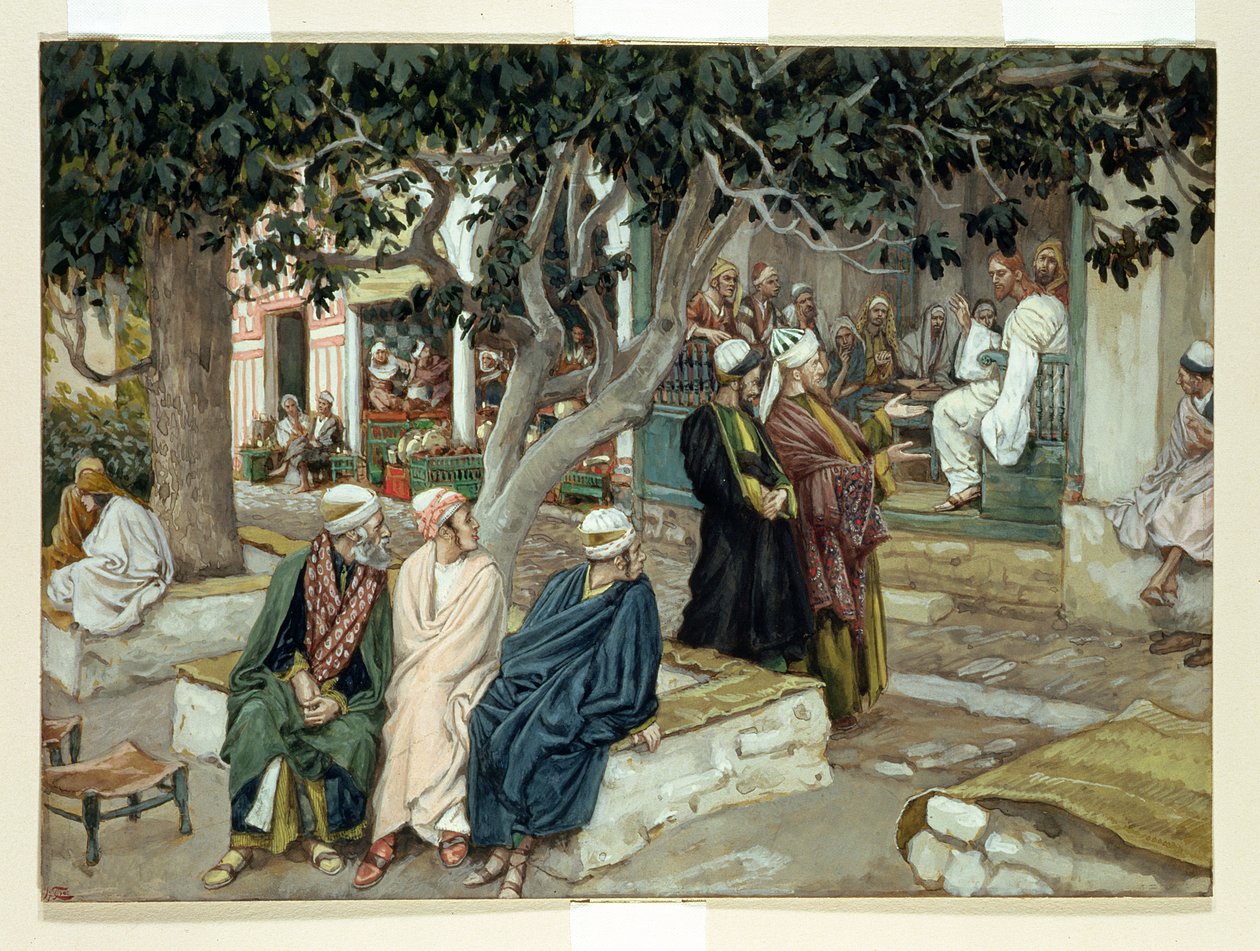 Jesus i møte med St. Matteus, illustrasjon til The Life of Christ, ca. 1886-96 (gouache på papp) av James Jacques Joseph Tissot