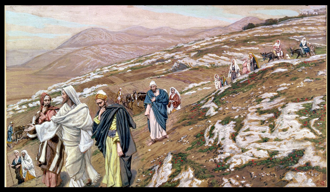 Jesus på vei til Galilea, illustrasjon for The Life of Christ, ca. 1886-96 (gouache på papp) av James Jacques Joseph Tissot