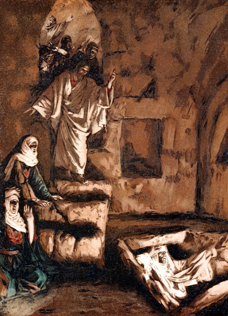 Jesus reiser Lasarus fra graven, 1897 av James Jacques Joseph Tissot
