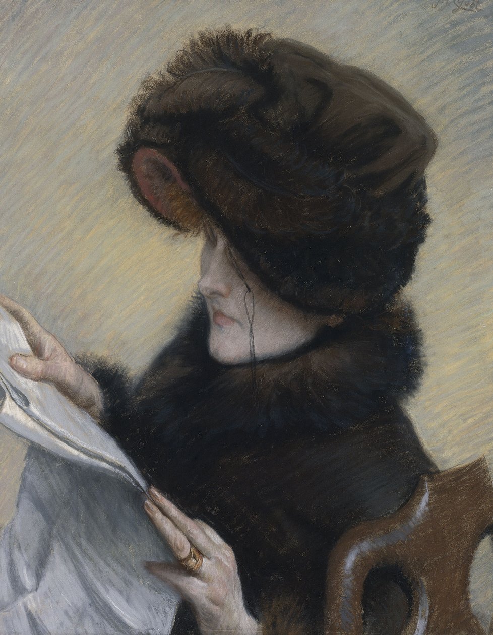 The Reader, ca. 1883 (pastell på papir lagt ned på lerret) av James Jacques Joseph Tissot