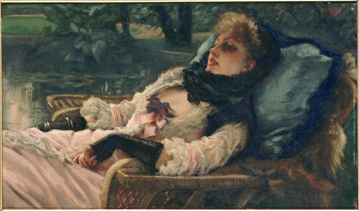 La Rêveuse Drømmeren, eller sommerkveld, ca. 1876. av James Jacques Joseph Tissot