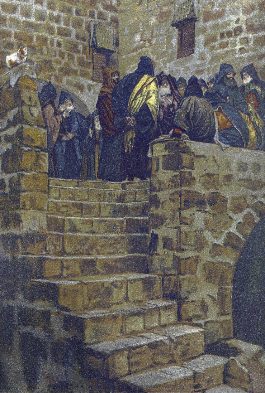 La deliberation nefaste de Joseph Caiphe - The Evil Counsel of Caiaphas - fra "" The Life of Our Lord Jesus Christ"" - 1899 av James Tissot - La vie de notre seigneur Jesus Christ, av Jacques Joseph (Jacques-Joseph) Tissot dit James Tissot (1836–1902) av James Jacques Joseph Tissot