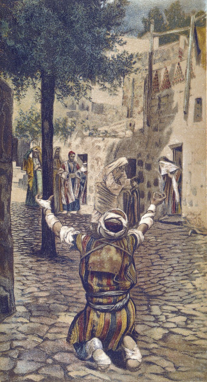 La guerison des lepers à Capharnaum - Healing of the Lepers at Capernaum - from “” The Life of Our Lord Jesus Christ”” - 1899 by James Tissot - La vie de notre seigneur Jesus Christ, by Jacques Joseph (Jacques Joseph) Tissot dit James Tissot (1836-1902) av James Jacques Joseph Tissot