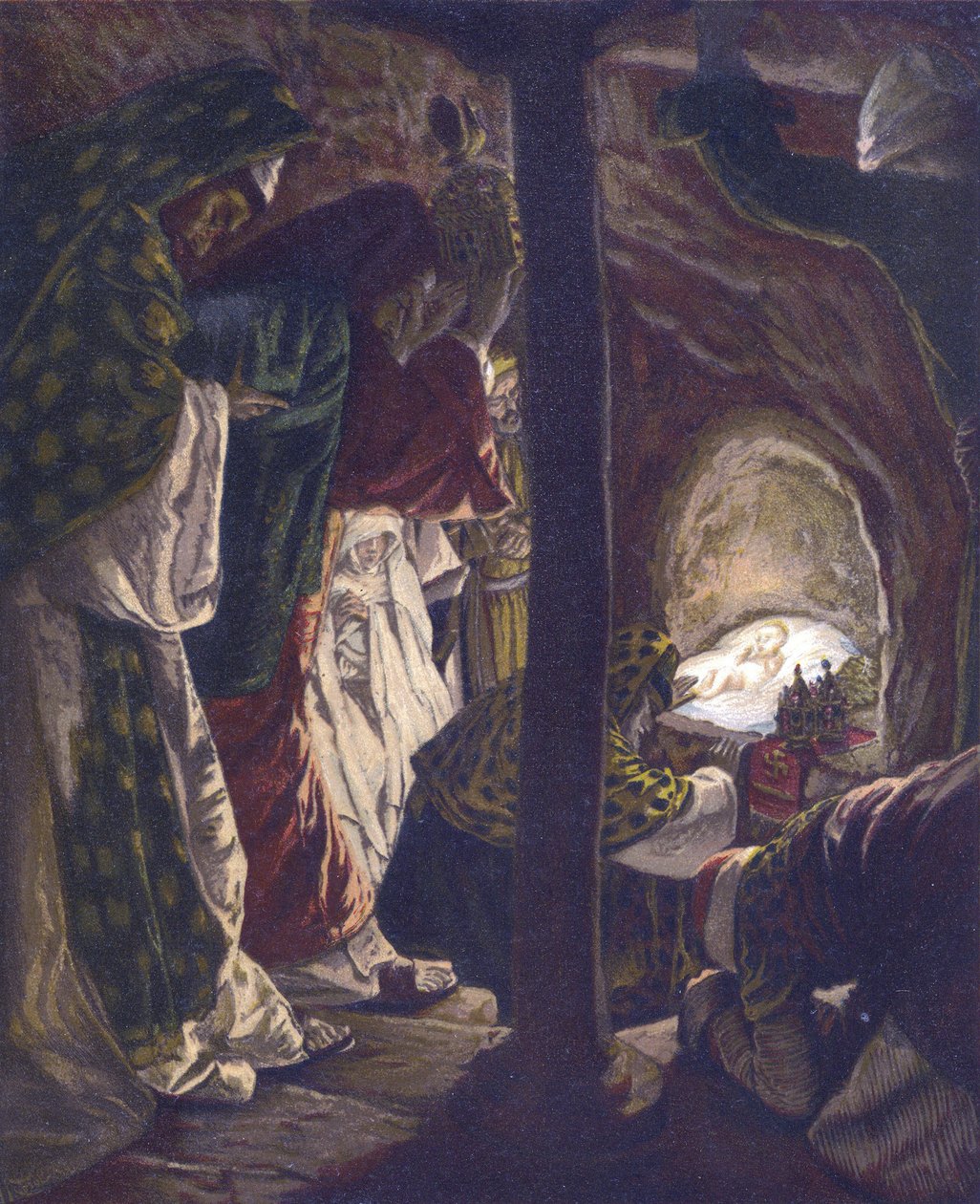 The Adoration of the Magi - fra "" The Life of Our Lord Jesus Christ"" - 1899 av James Tissot - La vie de notre seigneur Jesus Christ, av Jacques Joseph (Jacques-Joseph) Tissot dit James Tissot (1836-1902) av James Jacques Joseph Tissot