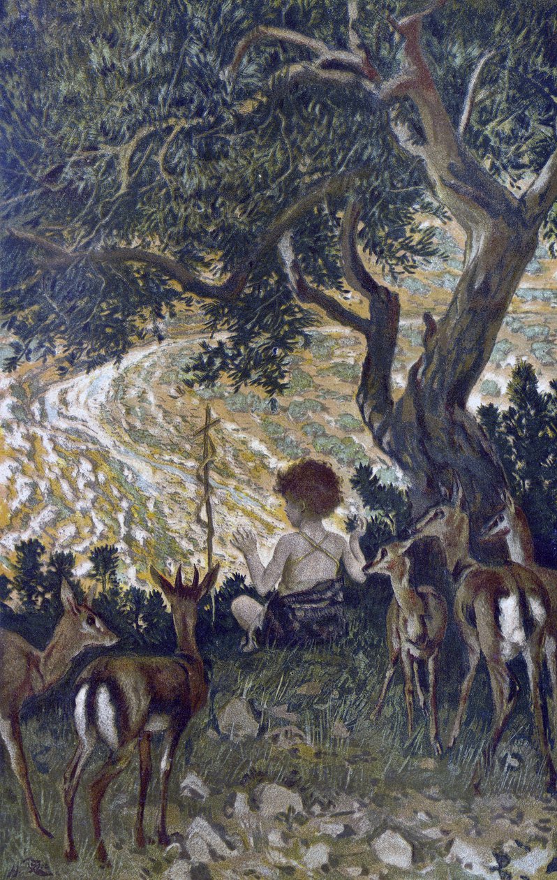 L"enfance de Saint John the Baptist - The Childhood of Saint John the Baptist - fra "" The Life of Our Lord Jesus Christ"" - 1899 av James Tissot - La vie de notre seigneur Jesus Christ, av Jacques Joseph av James Jacques Joseph Tissot