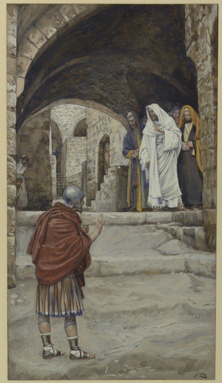 Herre, jeg er ikke verdig, illustrasjon fra Vår Herre Jesu Kristi liv (wc over grafitt på papir) av James Jacques Joseph Tissot