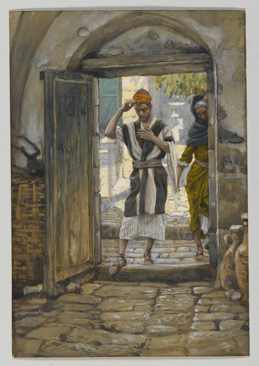 Når du kommer inn i huset, hilser det, illustrasjon fra Vår Herre Jesu Kristi liv (wc over grafitt på papir) av James Jacques Joseph Tissot