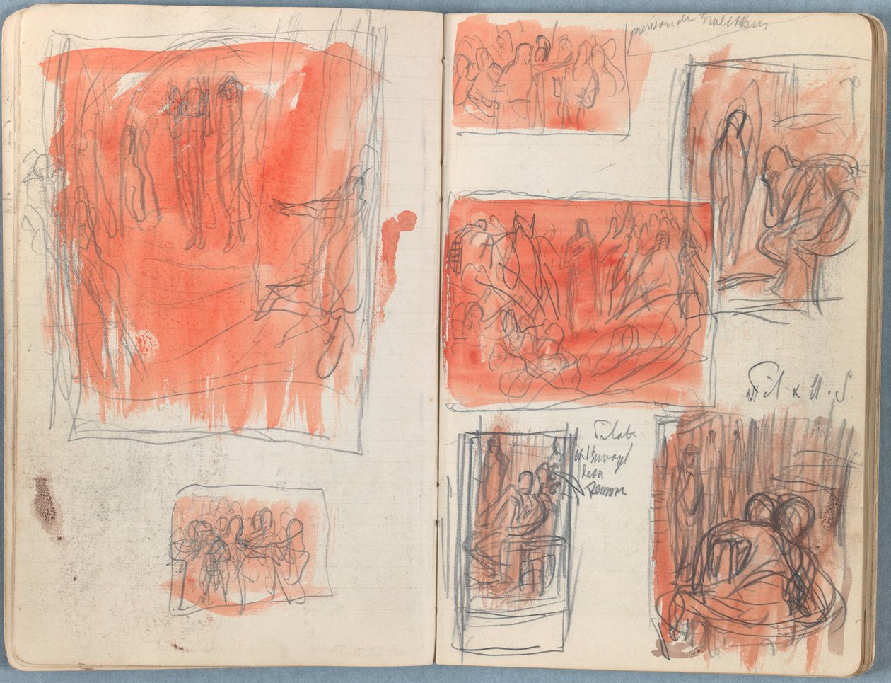 Sider fra et album med Sketches for The Life of Our Lord Jesus Christ, slutten av 1880-tallet (grafitt og vask på papir) av James Jacques Joseph Tissot