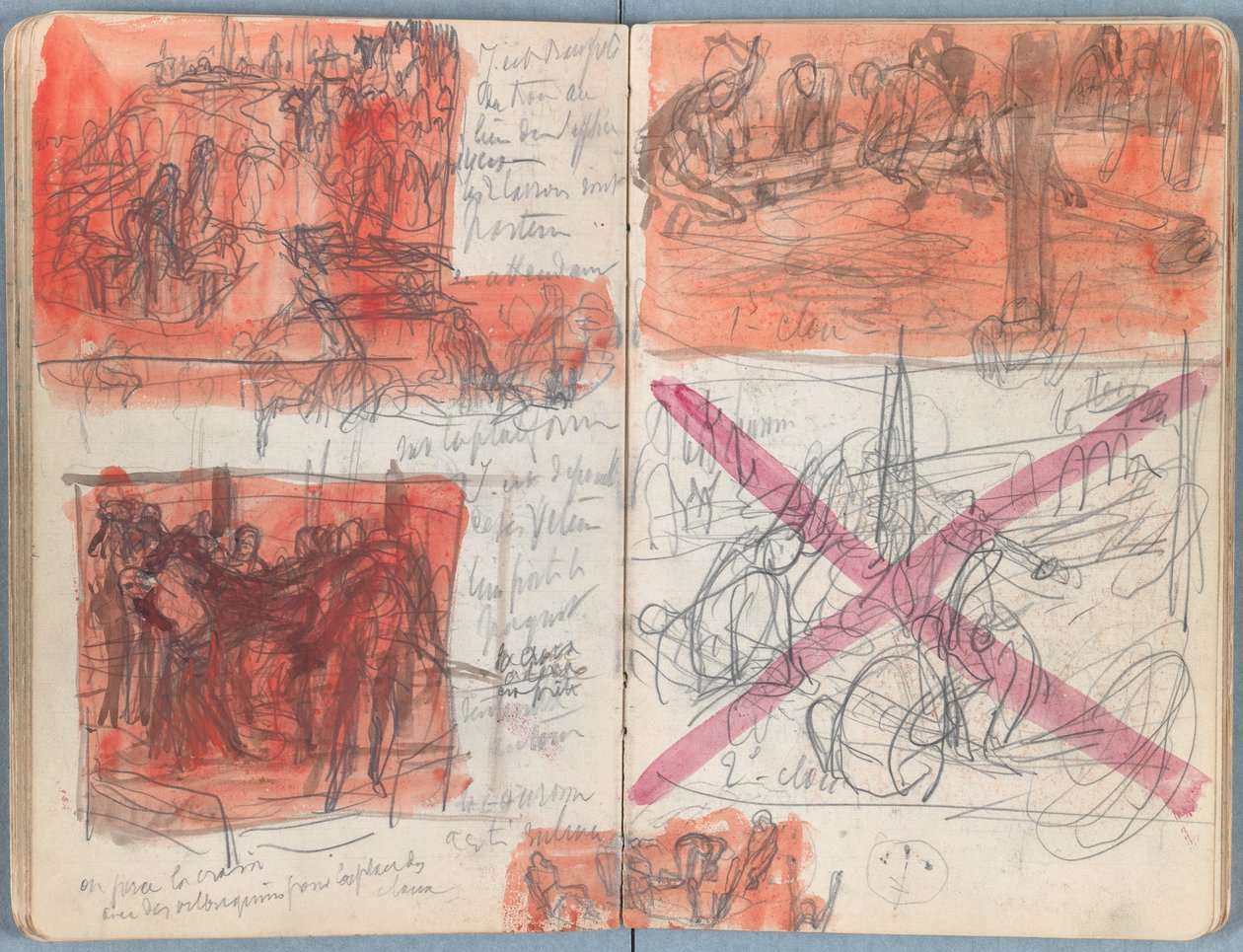 Sider fra et album med Sketches for The Life of Our Lord Jesus Christ, slutten av 1880-tallet (grafitt og vask på papir) av James Jacques Joseph Tissot