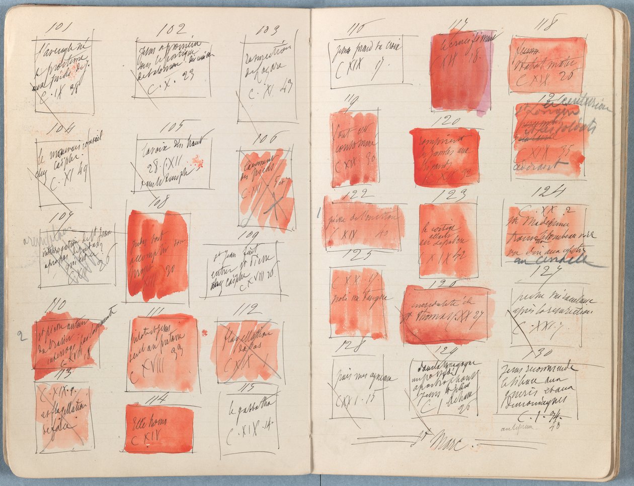Sider fra et album med Sketches for The Life of Our Lord Jesus Christ, slutten av 1880-tallet (grafitt og vask på papir) av James Jacques Joseph Tissot