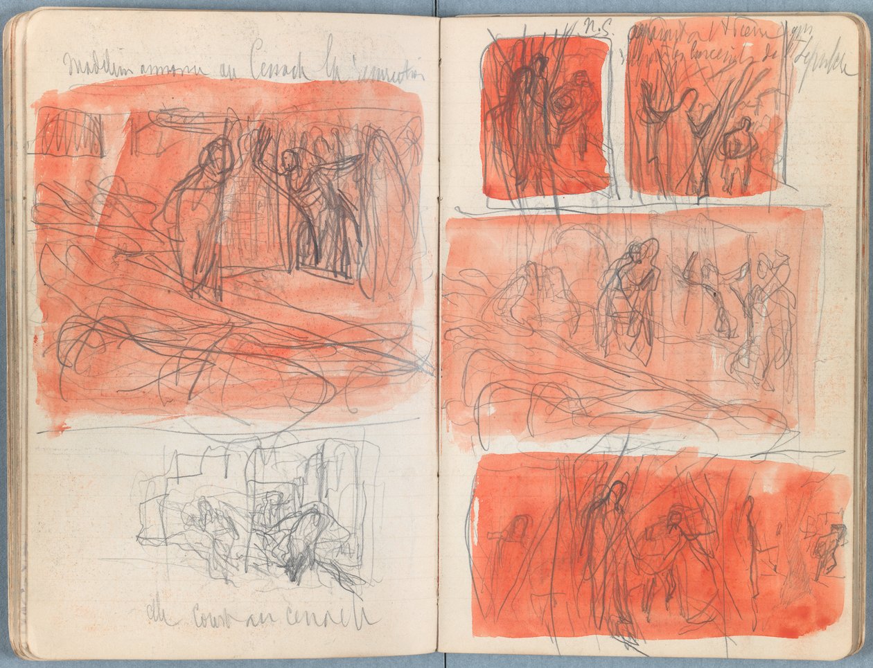 Sider fra et album med Sketches for The Life of Our Lord Jesus Christ, slutten av 1880-tallet (grafitt og vask på papir) av James Jacques Joseph Tissot