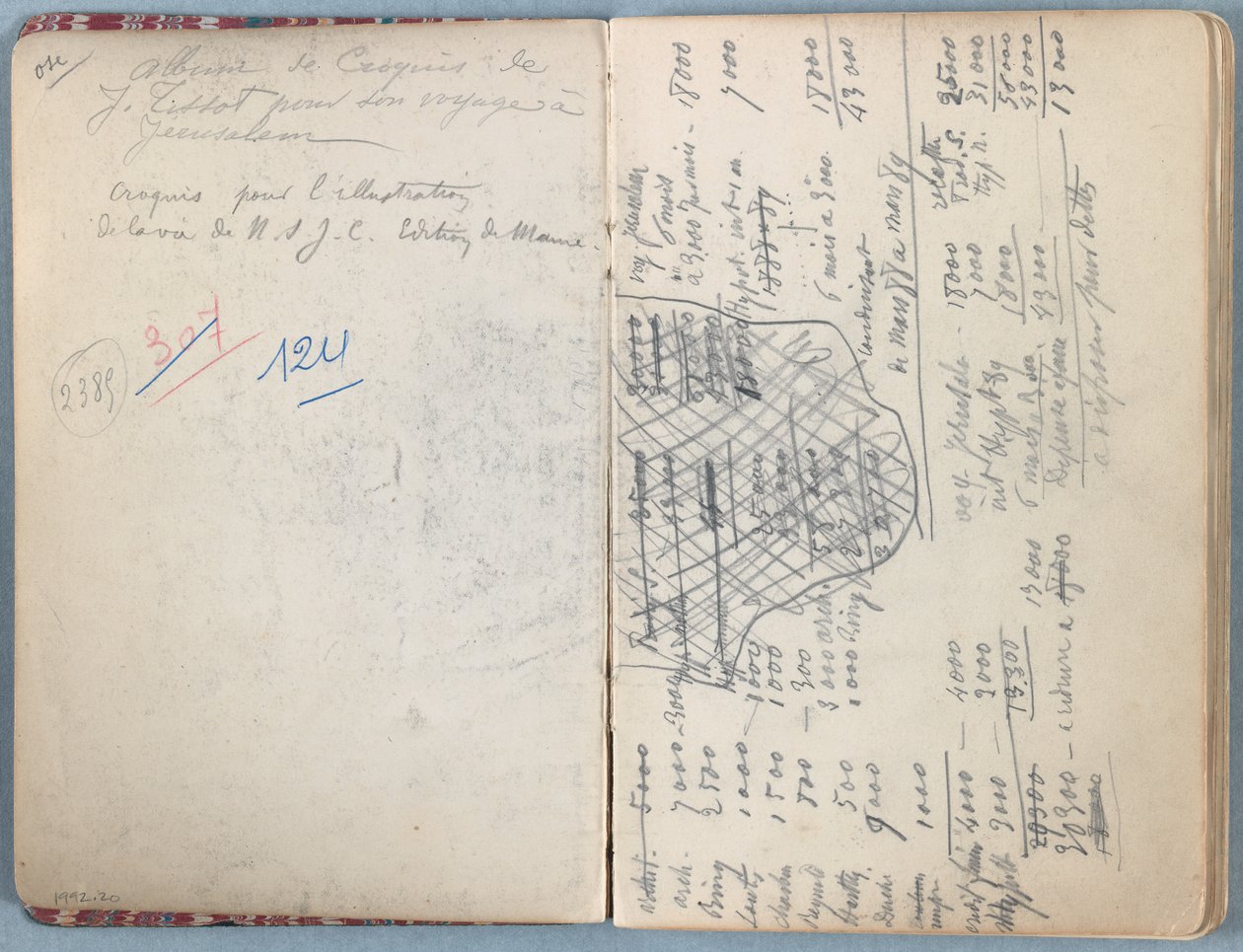 Sider fra et album med Sketches for The Life of Our Lord Jesus Christ, slutten av 1880-tallet (grafitt og vask på papir) av James Jacques Joseph Tissot