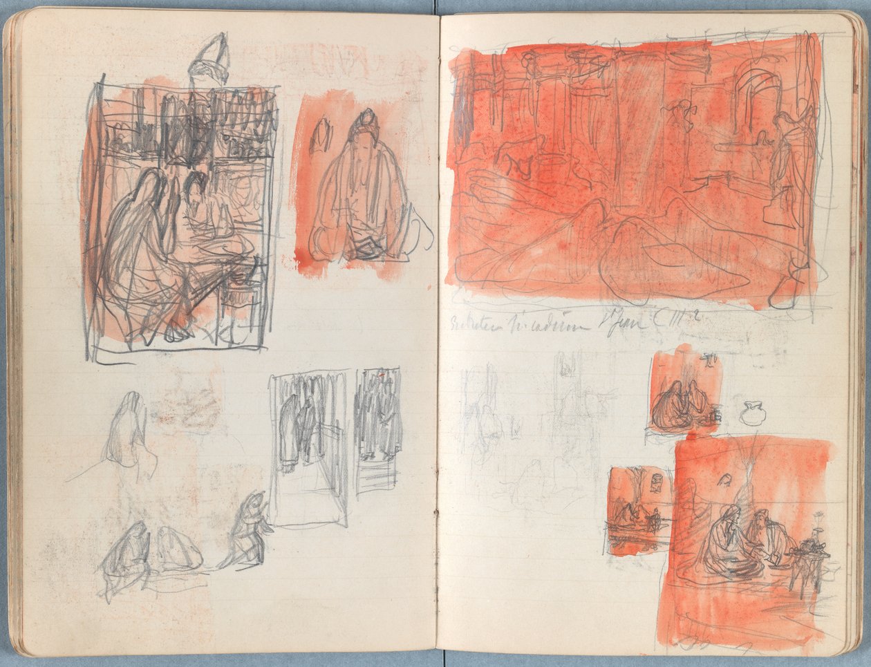 Sider fra et album med Sketches for The Life of Our Lord Jesus Christ, slutten av 1880-tallet (grafitt og vask på papir) av James Jacques Joseph Tissot