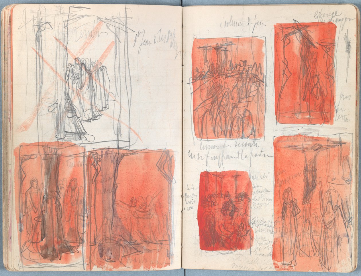Sider fra et album med Sketches for The Life of Our Lord Jesus Christ, slutten av 1880-tallet (grafitt og vask på papir) av James Jacques Joseph Tissot