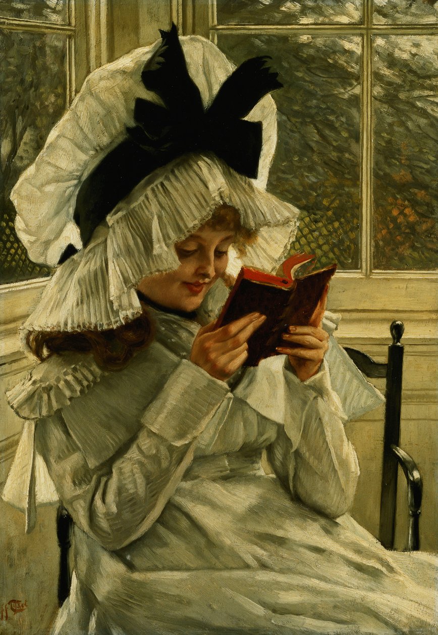 Leser en bok, ca. 1872 av James Jacques Joseph Tissot