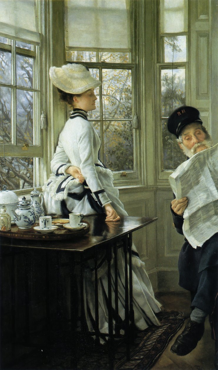 Leser nyhetene, 1874. av James Jacques Joseph Tissot