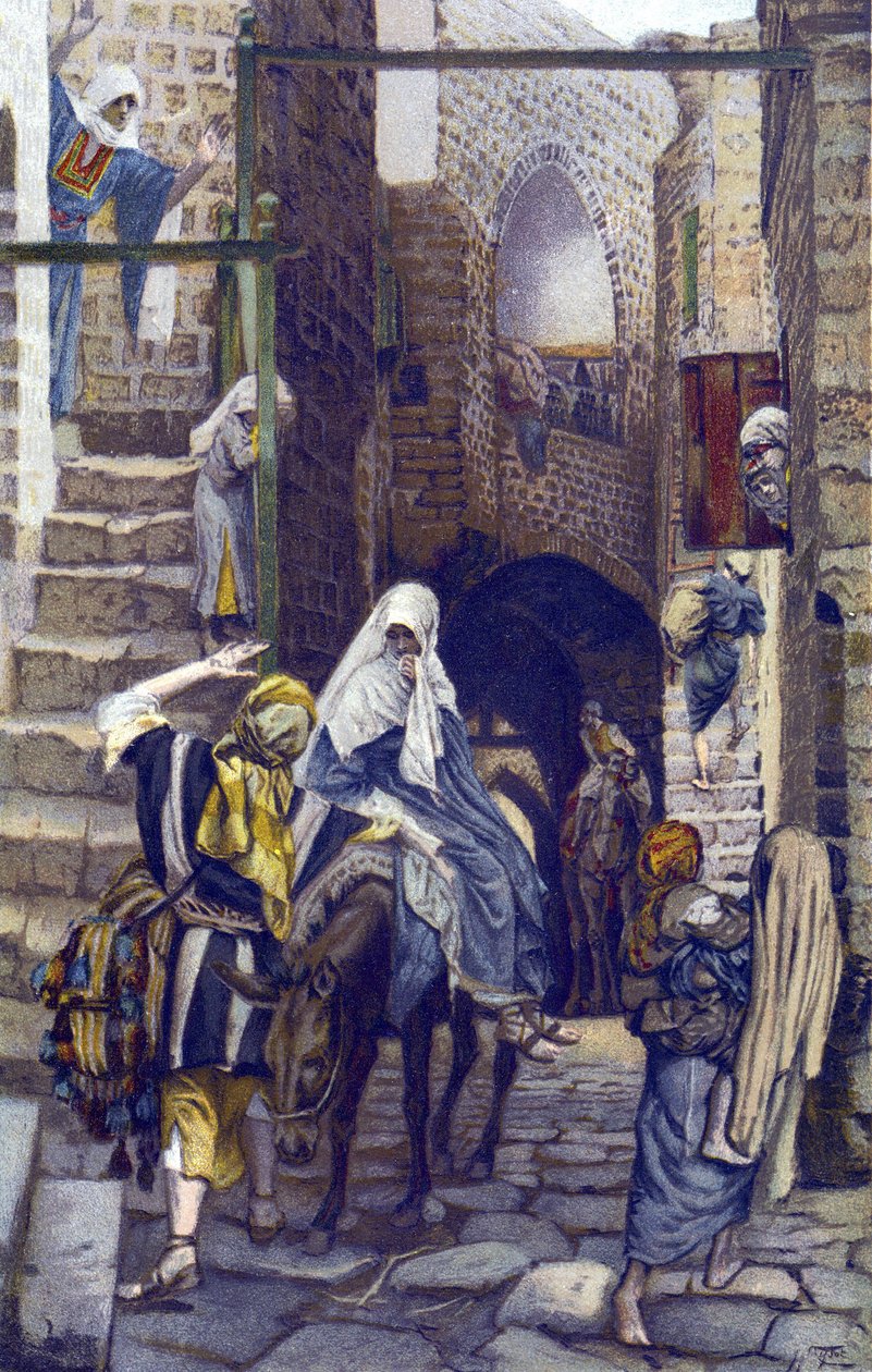 Saint Joseph søker overnatting i Betlehem - Saint Joseph søker overnatting i Betlehem - fra "" Vår Herre Jesu Kristi liv" - 1899 av James Tissot - Saint Joseph søker overnatting i Betleem - Vår Herre Jesu Kristi liv, av Jacques Joseph (Ja av James Jacques Joseph Tissot