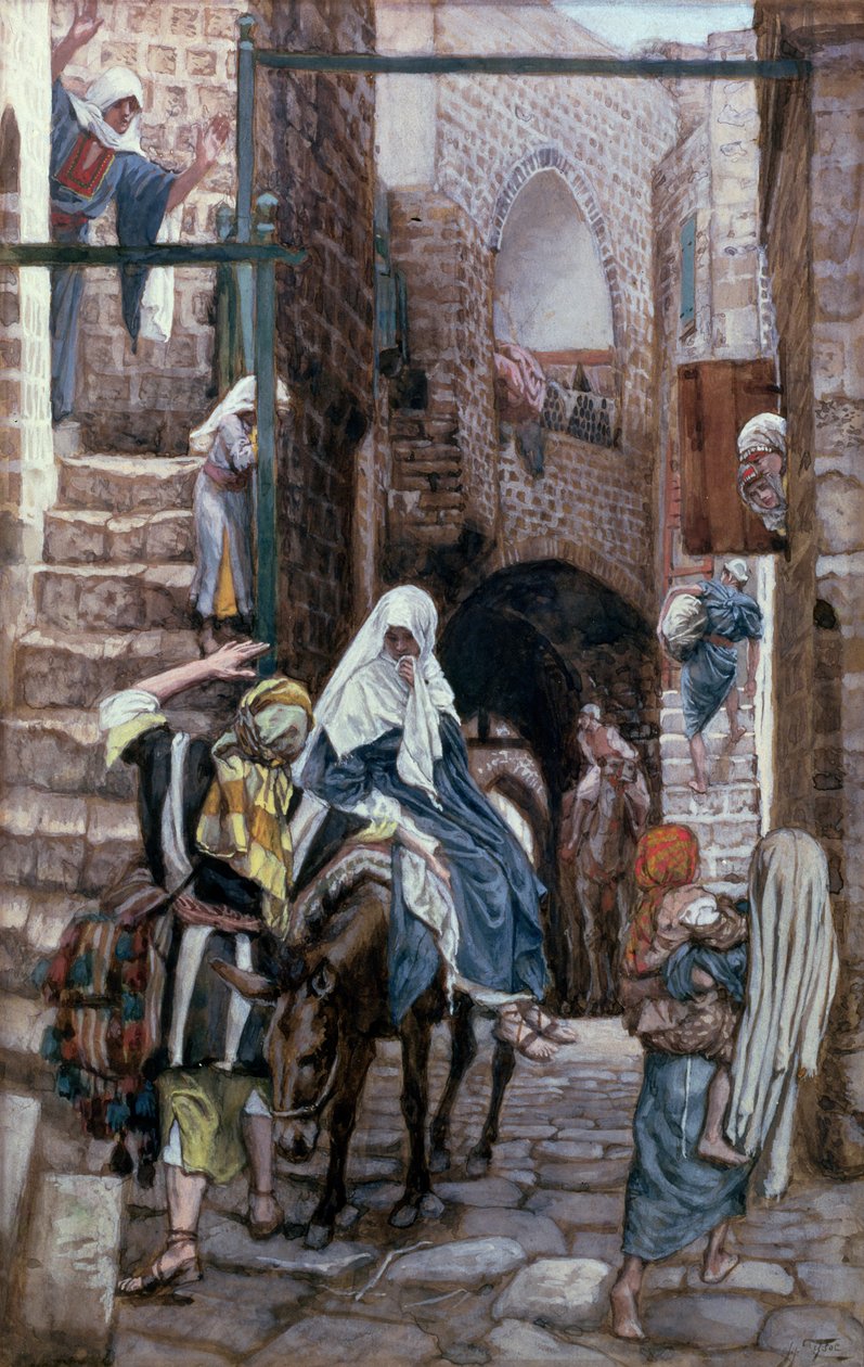 St. Joseph søker overnatting i Betlehem, illustrasjon for The Life of Christ, ca. 1886-94 av James Jacques Joseph Tissot