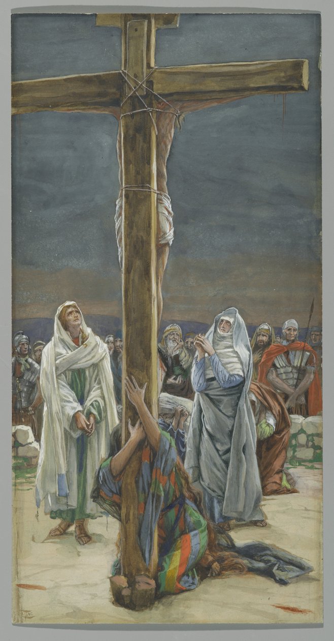 Stabat Mater. Woman Behold Thy Son, illustrasjon for The Life of Christ, ca. 1884-96 (wc & gouache på papp) av James Jacques Joseph Tissot