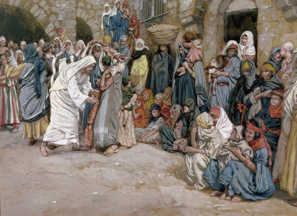 La de små barna komme til meg, illustrasjon til The life of Christ, ca. 1886-96 (gouache på papp) av James Jacques Joseph Tissot