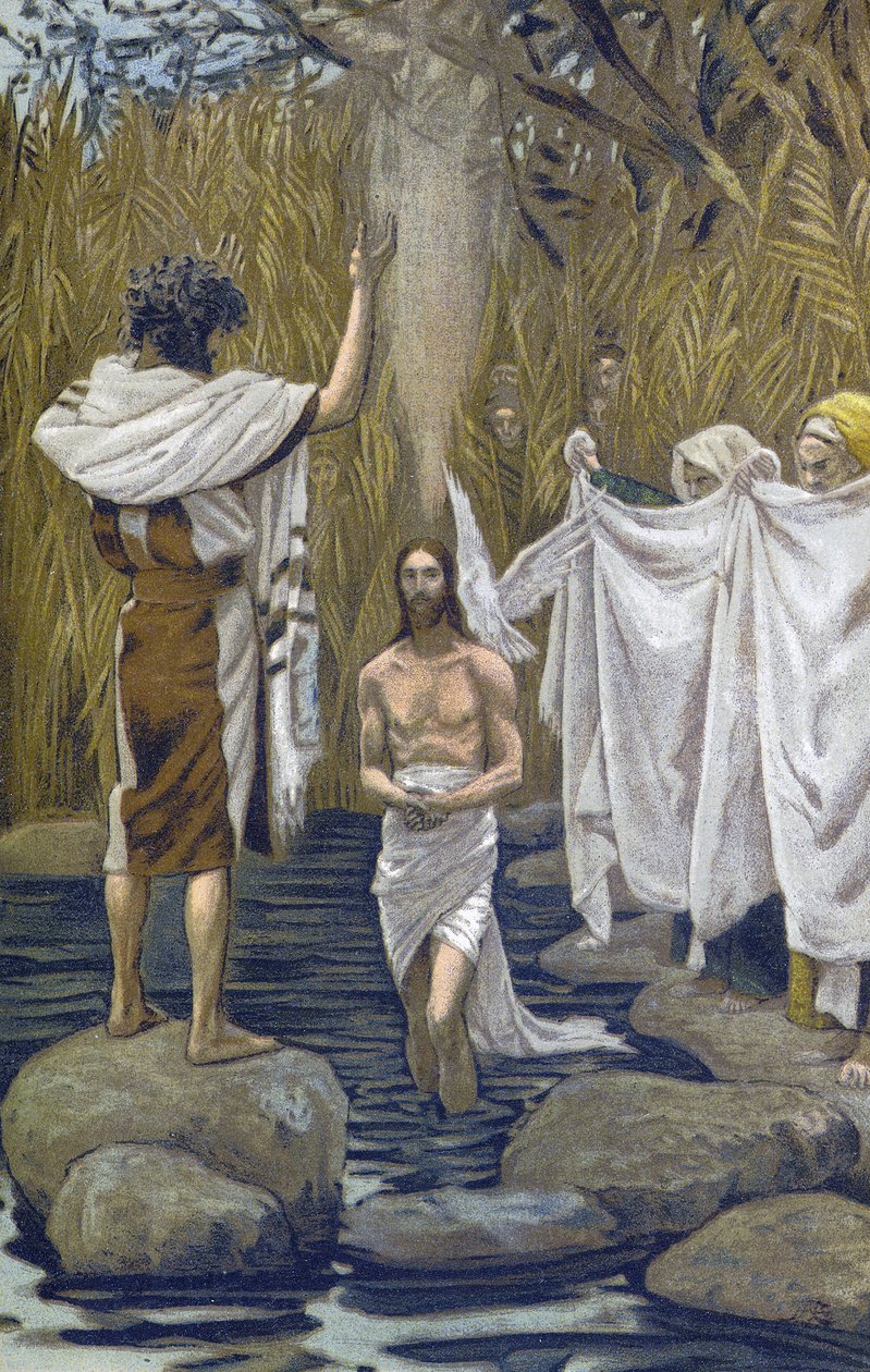The Bapteme of Jesus - The Baptim of Jesus - fra "" The Life of Our Lord Jesus Christ"" - 1899 av James Tissot - The Life of Our Lord Jesus Christ, av Jacques Joseph (Jacques Joseph) Tissot dit James Tissot (1836- 1902) av James Jacques Joseph Tissot