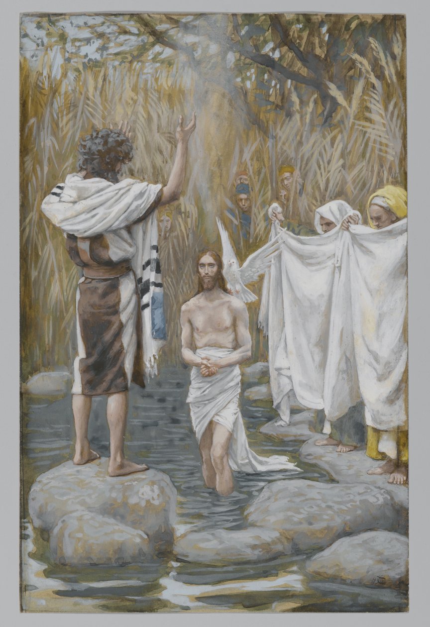 Jesu dåp, illustrasjon fra Vår Herre Jesu Kristi liv (wc over grafitt på papir) av James Jacques Joseph Tissot
