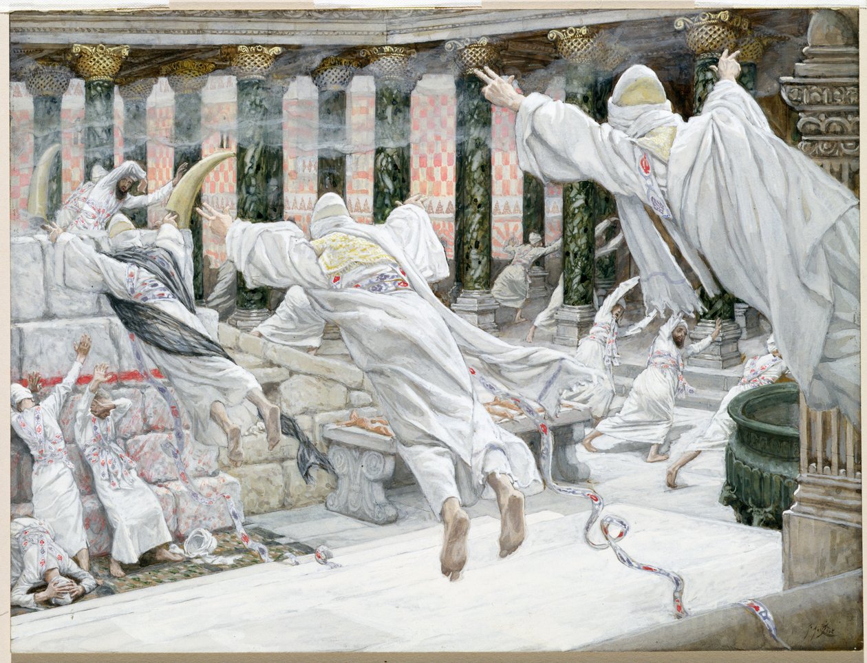 De døde vises i tempelet, illustrasjon for The Life of Christ, ca. 1886-96 (gouache på papp) av James Jacques Joseph Tissot