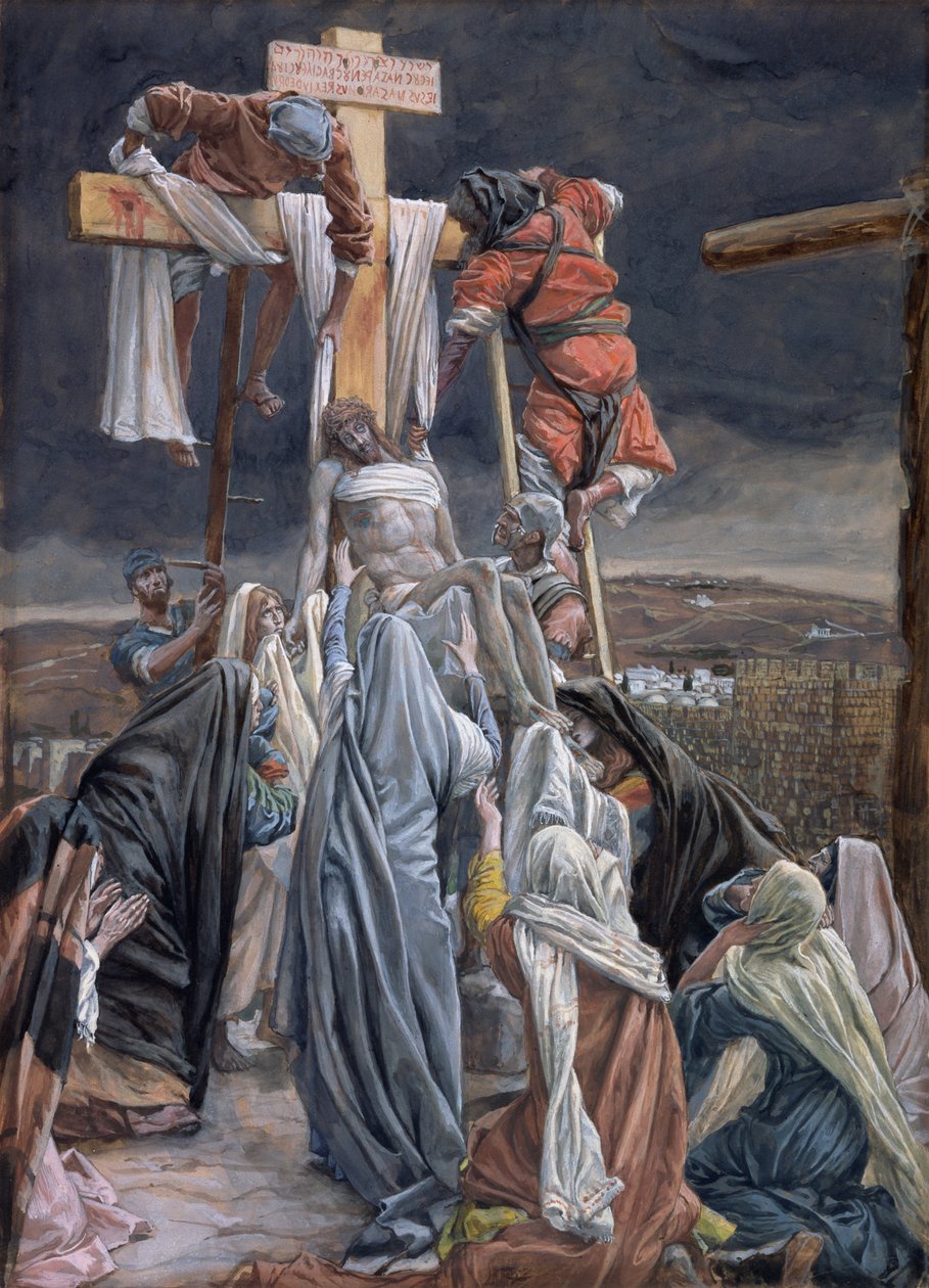 The Descent from the Cross, illustrasjon for The Life of Christ, ca. 1884-96 (wc & gouache på papp) av James Jacques Joseph Tissot
