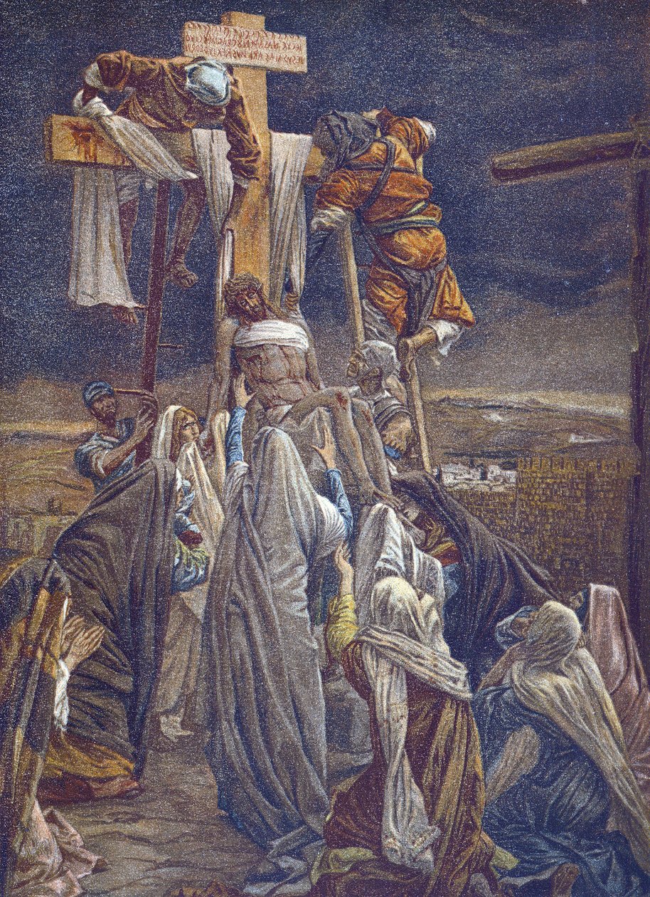 The Descent of the Cross - The Descent from the Cross - fra "" The Life of Our Lord Jesus Christ"" - 1899 av James Tissot - La vie de notre seigneur Jesus Christ, av Jacques Joseph (Jacques-Joseph) Tissot dit James Tissot (1836–1902) av James Jacques Joseph Tissot