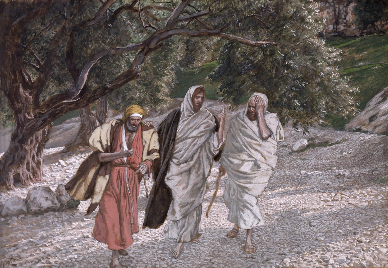 The Disciples on the Road to Emmaus, illustrasjon for The Life of Christ, ca. 1884-96 (wc & gouache på papp) av James Jacques Joseph Tissot
