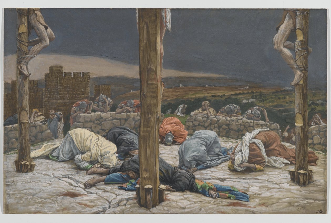 Jordskjelvet, illustrasjon fra The Life of Our Lord Jesus Christ, 1886-94 (wc over grafitt på papir) av James Jacques Joseph Tissot