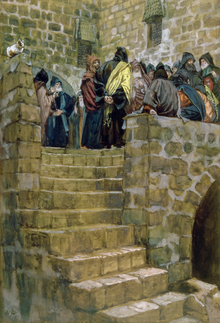 The Evil Counsel of Caiaphas, illustrasjon for The Life of Christ, ca. 1886-96 (gouache på papp) av James Jacques Joseph Tissot