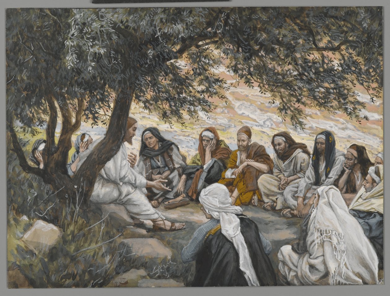 Formaningen til apostlene, illustrasjon fra Vår Herre Jesu Kristi liv (wc over grafitt på papir) av James Jacques Joseph Tissot