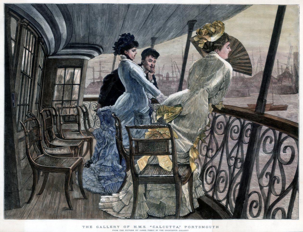 Galleriet til H M S Calcutta, Portsmouth, c1850-1900. av James Jacques Joseph Tissot