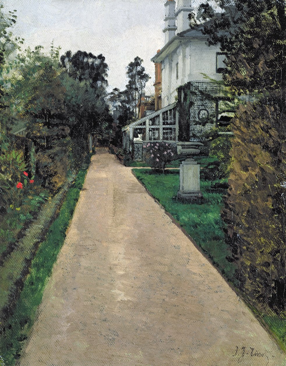 Hagen til kunstnerens hus (olje på lerret) av James Jacques Joseph Tissot