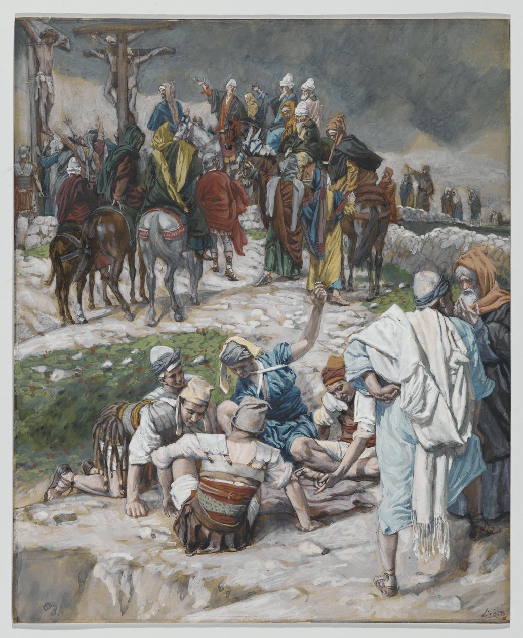 The Garments Divided by Cast Lots, illustrasjon fra The Life of Our Lord Jesus Christ, 1886-94 (wc over grafitt på papir) av James Jacques Joseph Tissot